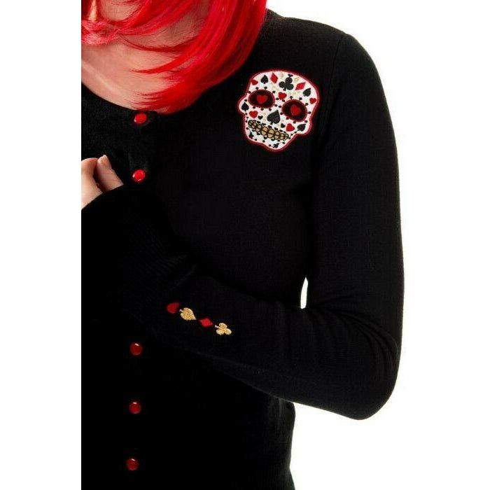 Red Sugar Skull Cardigan-Womens Cardigans-Scarlett Dawn