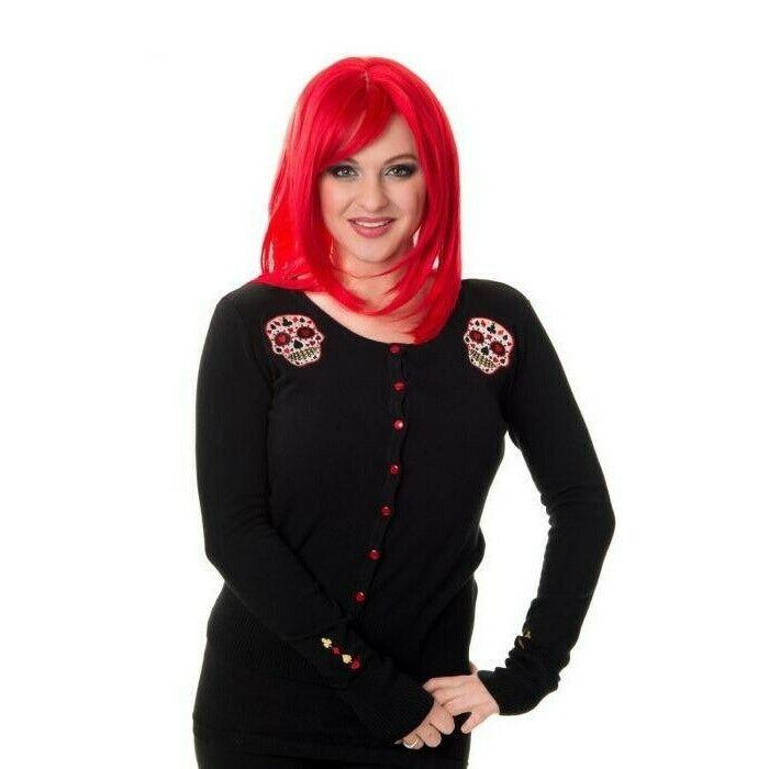 Red Sugar Skull Cardigan-Womens Cardigans-Scarlett Dawn