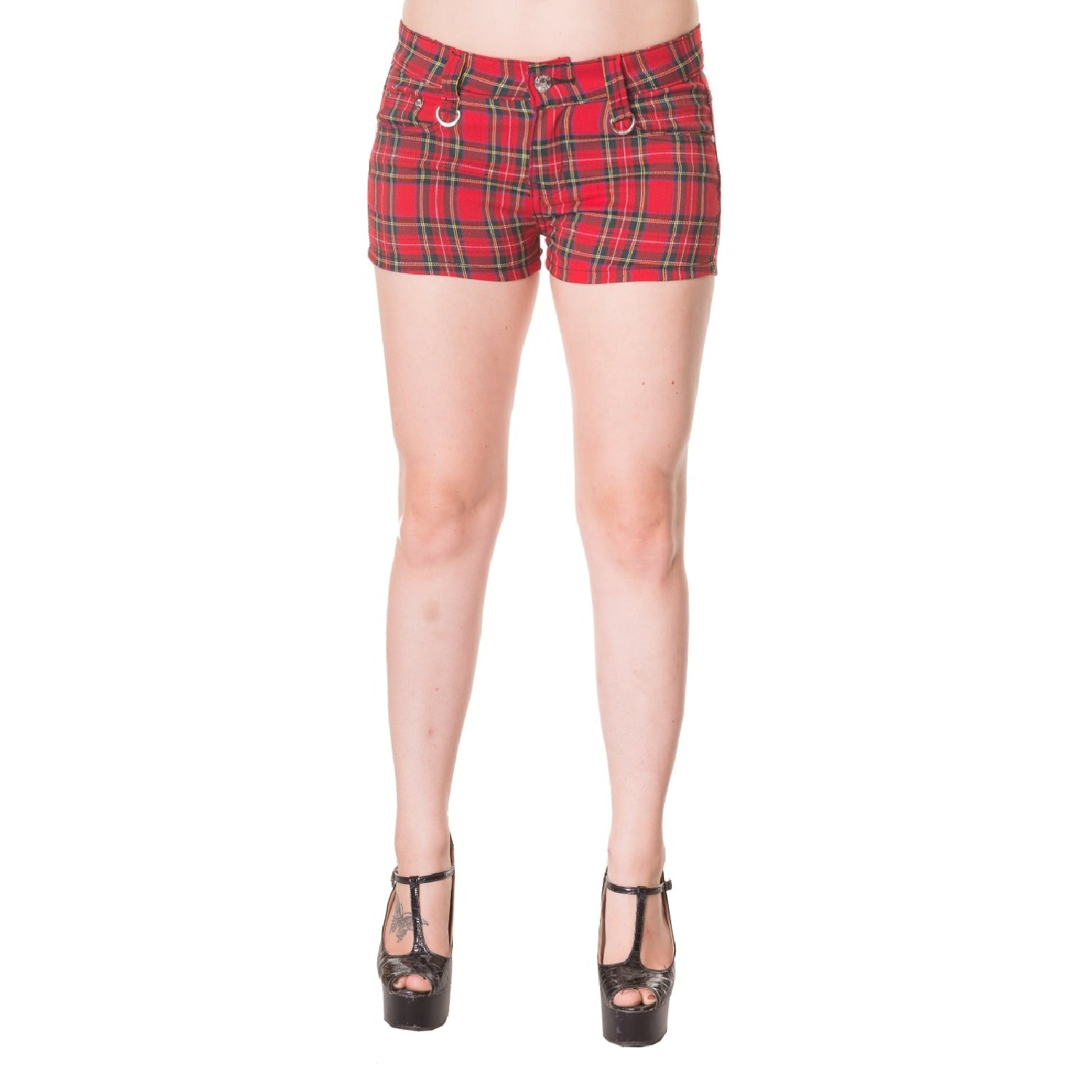 Red Tartan Womens Shorts-Womens Shorts & Skirts-Scarlett Dawn