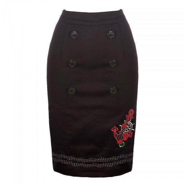 Rose Anchor Womens Pencil Skirt-Womens Shorts & Skirts-Scarlett Dawn