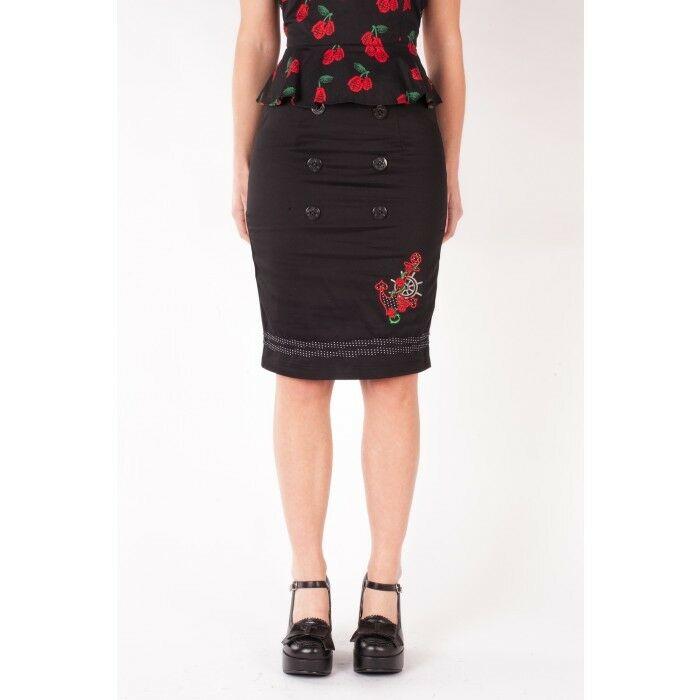 Rose Anchor Womens Pencil Skirt-Womens Shorts & Skirts-Scarlett Dawn
