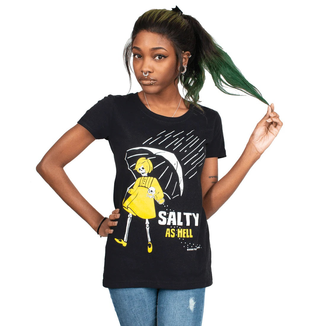 Salty As Hell Black Graphic T Shirt-Womens Tops-Scarlett Dawn