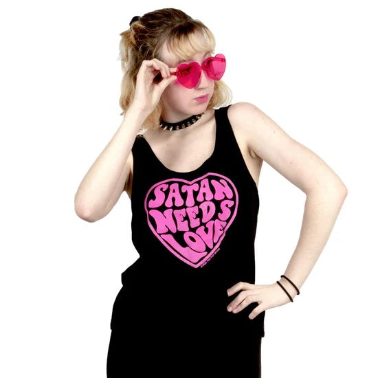 Satan Needs Love Too Sidewayz Crop Tank Top-Womens Tops-Scarlett Dawn