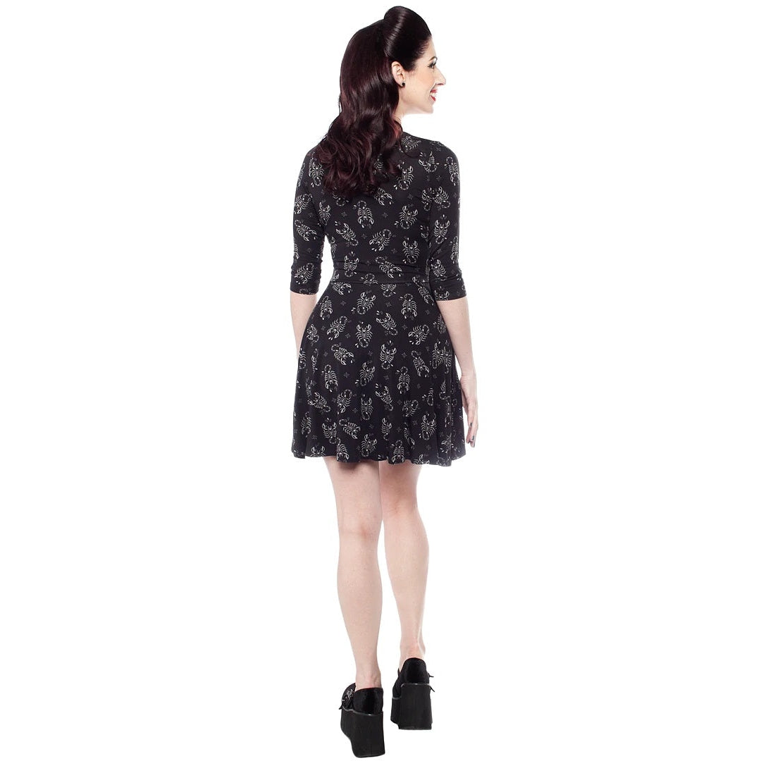 Scorpion 3/4 Sleeve Skater Dress-Womens Dresses-Scarlett Dawn
