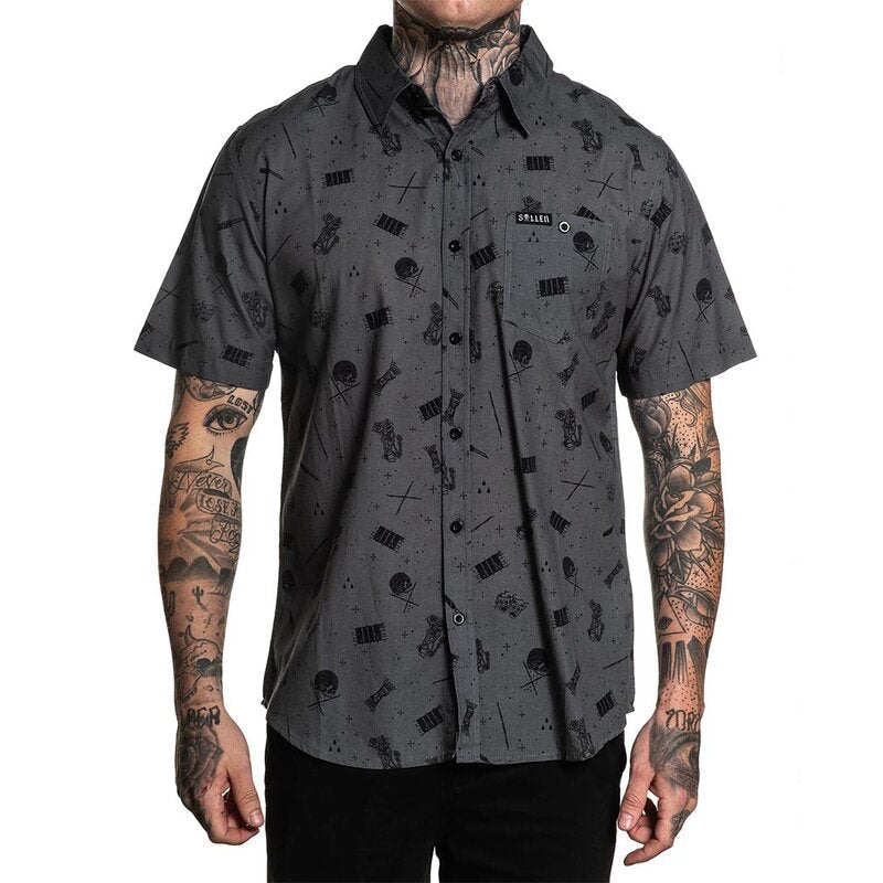 Sentenced Button Up Shirt-Mens Casual Shirts-Scarlett Dawn