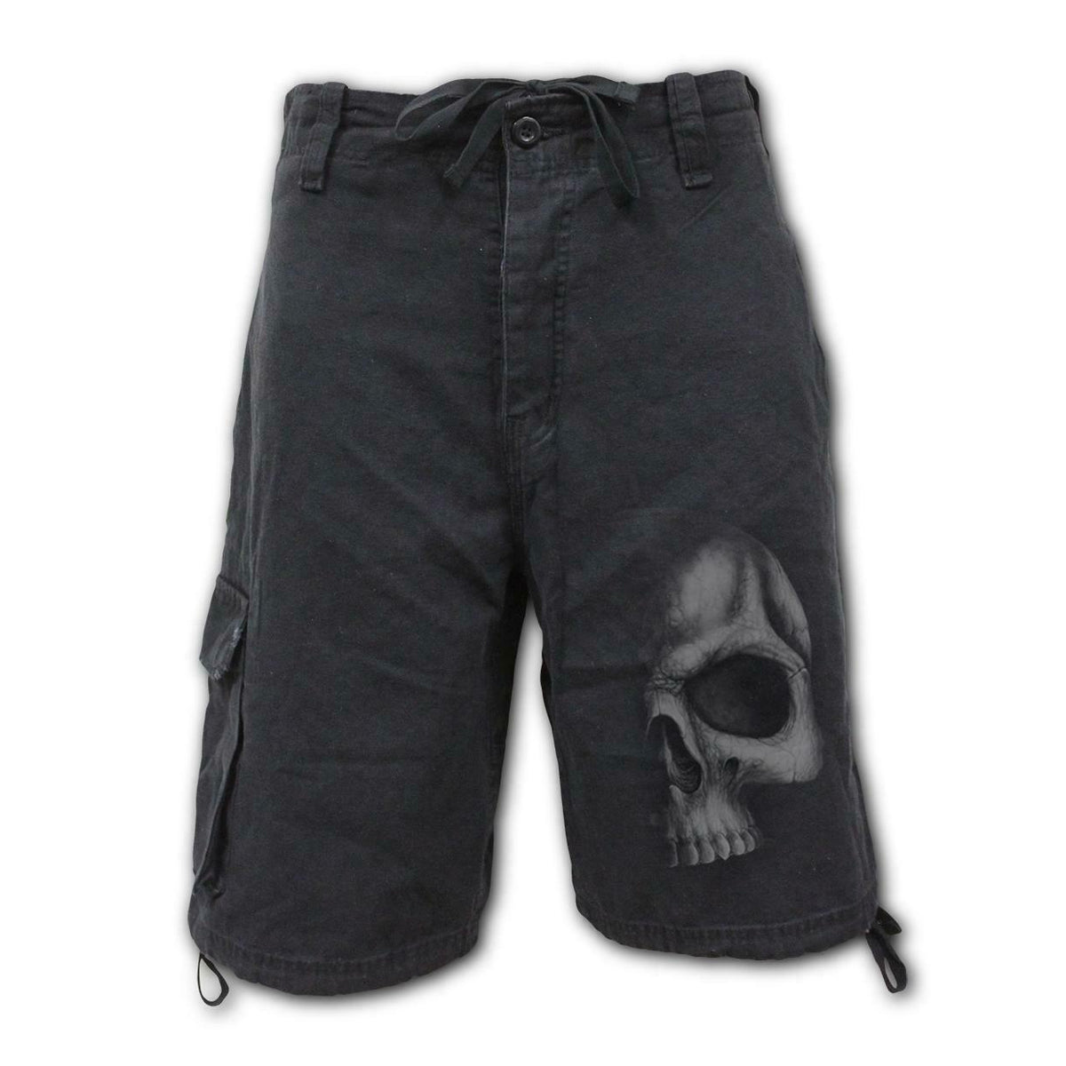 Shadow Skull Grey Vintage Cargo Shorts-Mens Shorts &amp; Pants-Scarlett Dawn