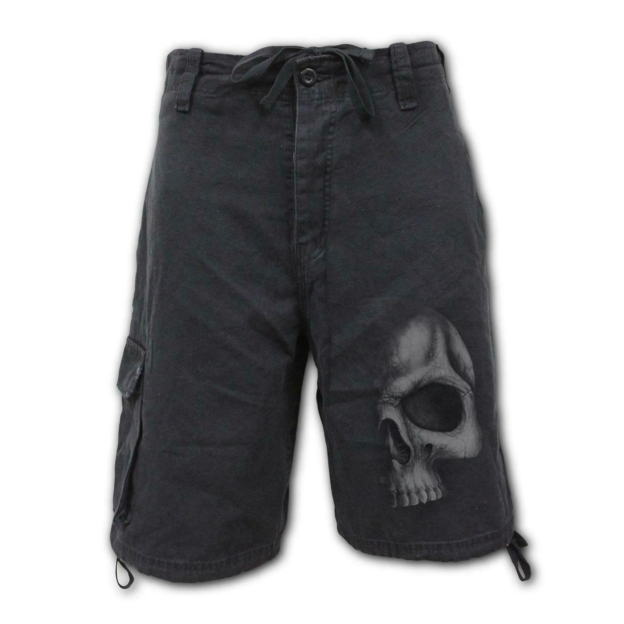 Shadow Skull Grey Vintage Cargo Shorts-Mens Shorts & Pants-Scarlett Dawn