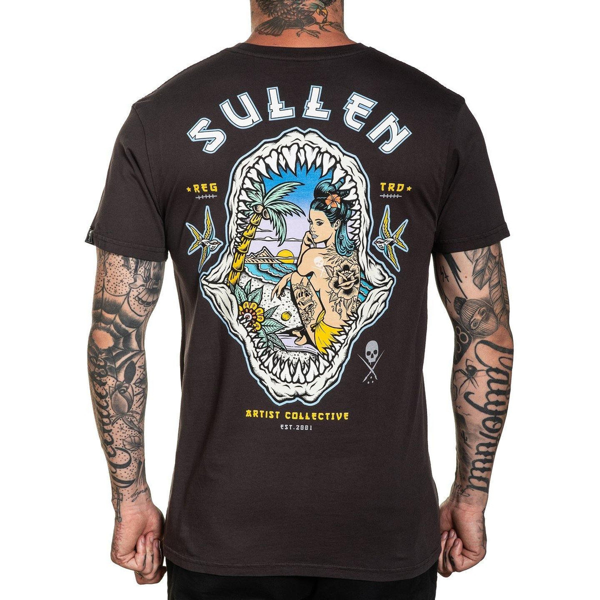 Shark Sunset Premium Fit Mens T-Shirt-Mens T-Shirts &amp; Tanks-Scarlett Dawn