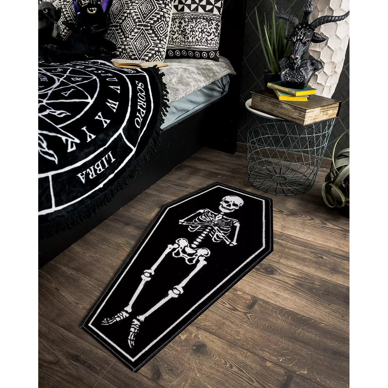 Skeleton Coffin Floor Rug-Rugs & Mats-Scarlett Dawn