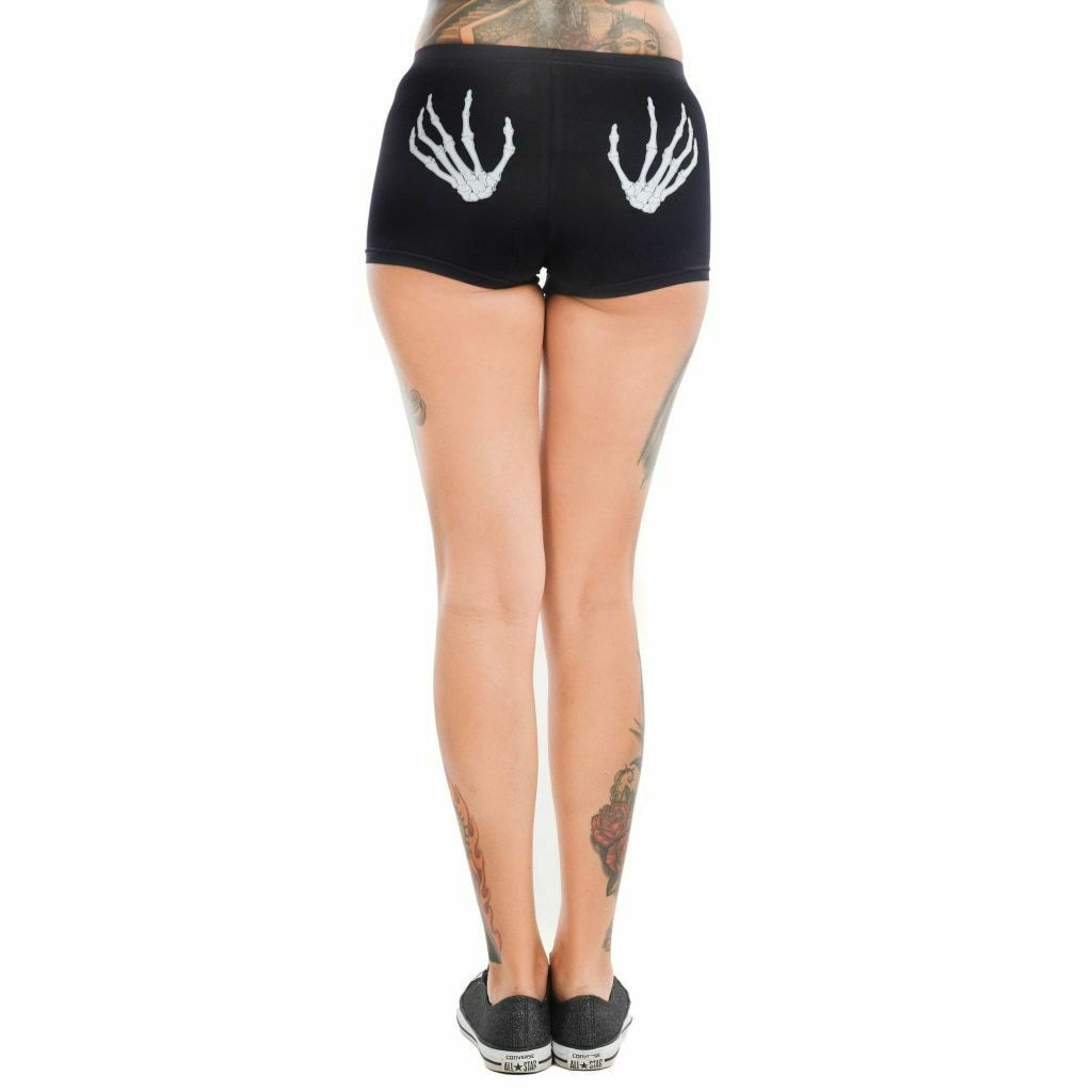 Skeleton Hands Hades Womens Hot Shorts-Womens Shorts & Skirts-Scarlett Dawn