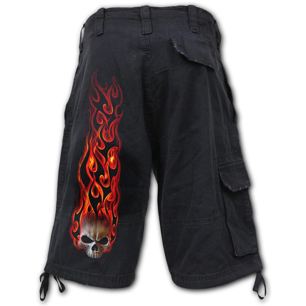 Skull Blast Mens Black Cargo Shorts-Mens Shorts &amp; Pants-Scarlett Dawn