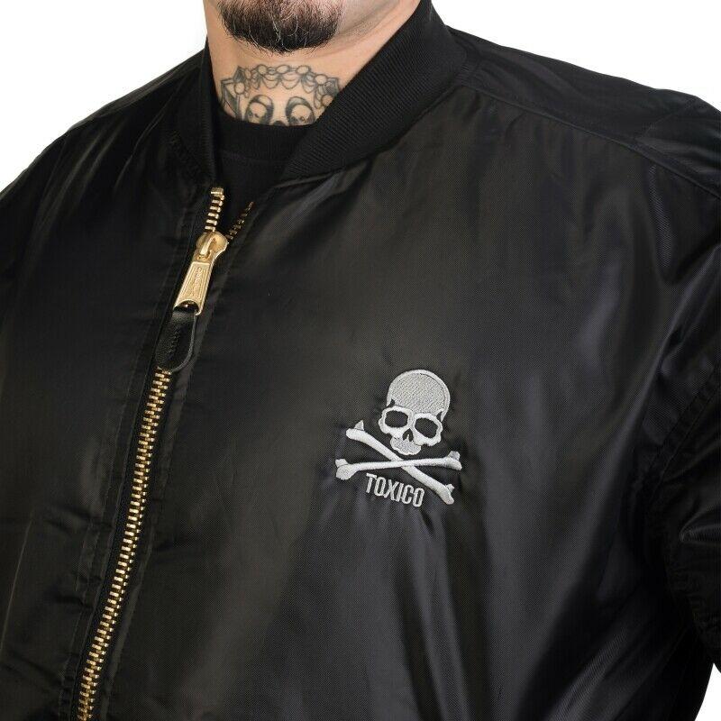 Skull & Bones Zipped Flight Jacket-Mens Jumpers, Hoodies & Long Sleeves-Scarlett Dawn