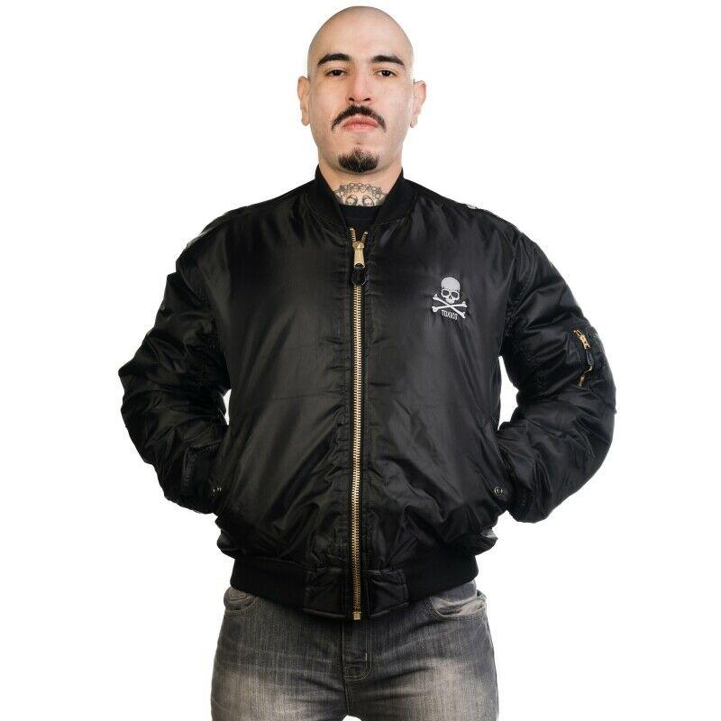 Skull & Bones Zipped Flight Jacket-Mens Jumpers, Hoodies & Long Sleeves-Scarlett Dawn