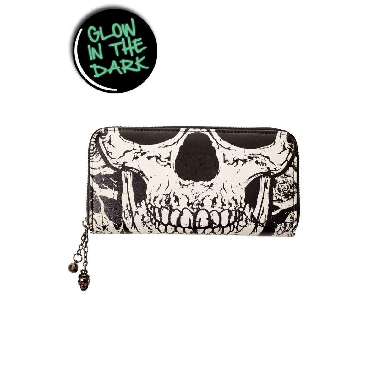 Skull Face Glow Womens Wallet-Womens Handbags, Purses &amp; Wallets-Scarlett Dawn