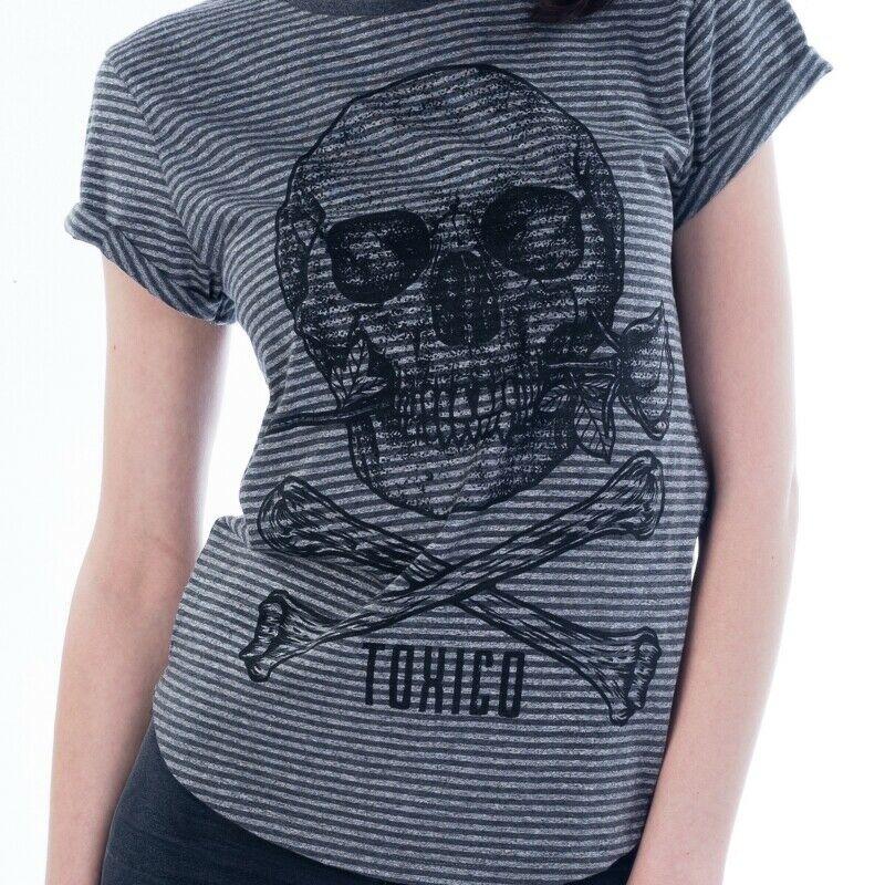 Skull Rose Rolled Sleeve Top-Womens Tops-Scarlett Dawn