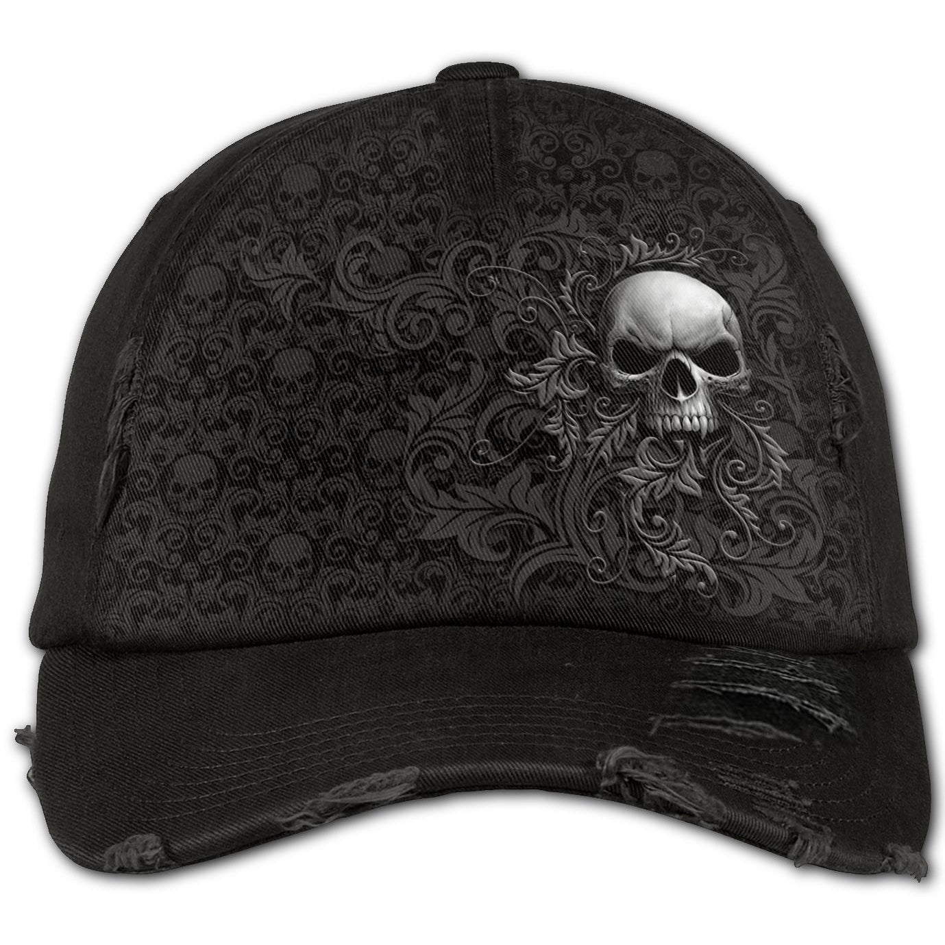 Skull Scroll Baseball Cap-Mens Beanies, Hats & Snapback Caps-Scarlett Dawn