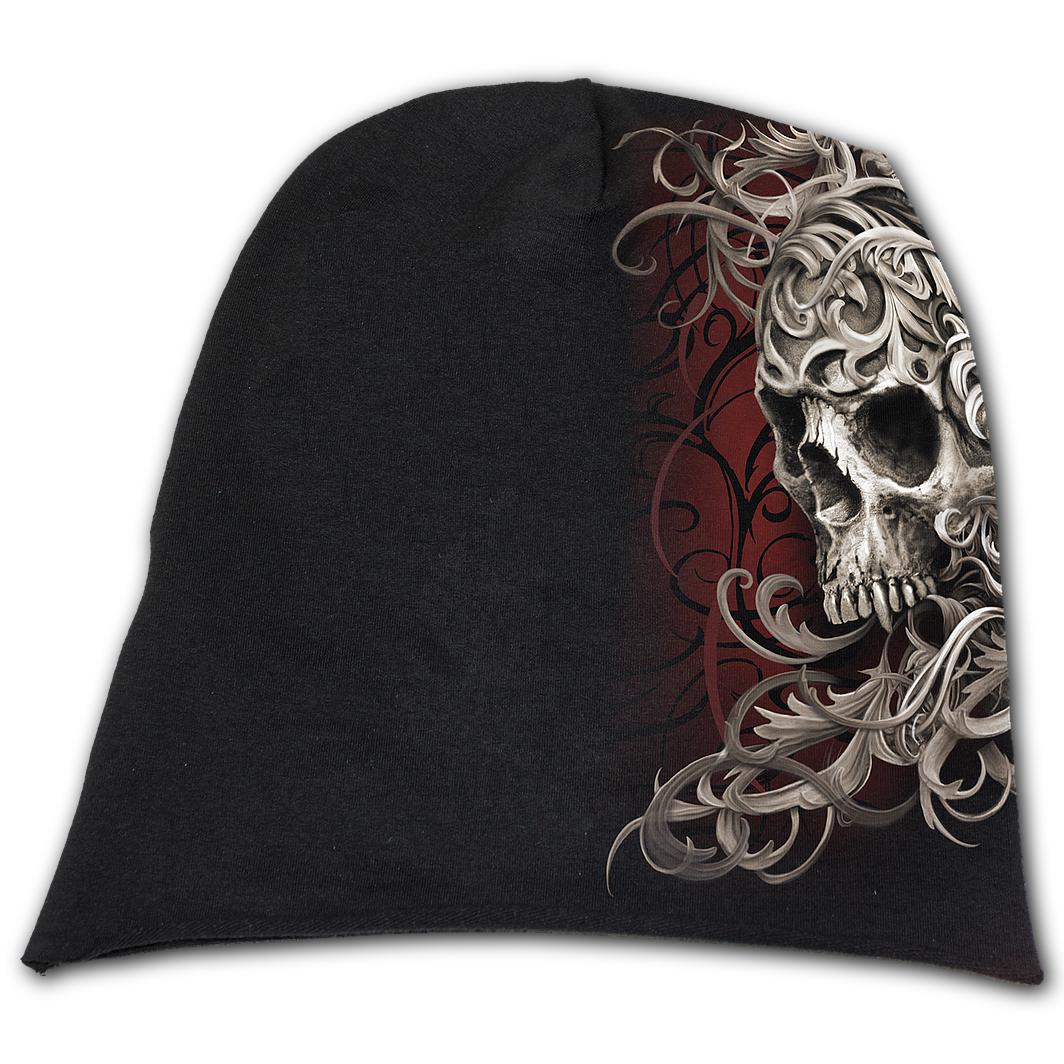 Skull Shoulder Wrap Mens Beanie Black-Mens Beanies, Hats &amp; Snapback Caps-Scarlett Dawn
