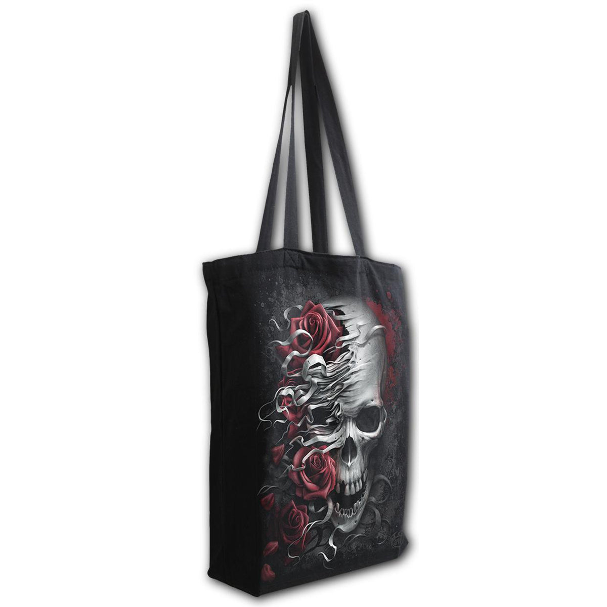 Skulls &quot;N&#39; Roses Bag 4 Life Canvas Long Handle Tote Bag-Womens Handbags, Purses &amp; Wallets-Scarlett Dawn