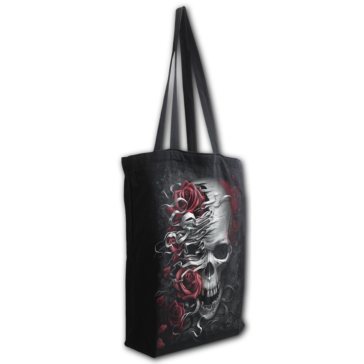 Skulls "N' Roses Bag 4 Life Canvas Long Handle Tote Bag-Womens Handbags, Purses & Wallets-Scarlett Dawn