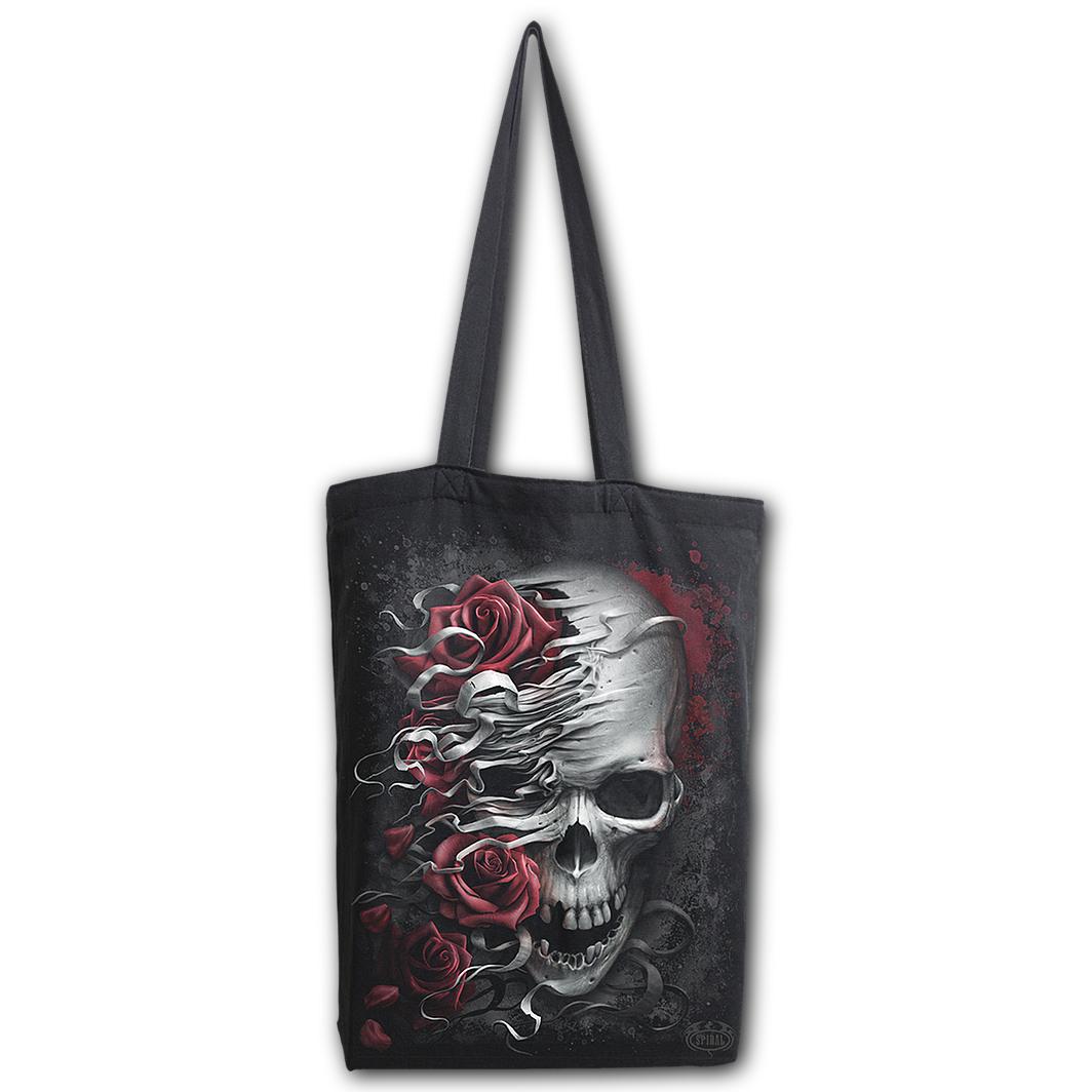 Skulls &quot;N&#39; Roses Bag 4 Life Canvas Long Handle Tote Bag-Womens Handbags, Purses &amp; Wallets-Scarlett Dawn