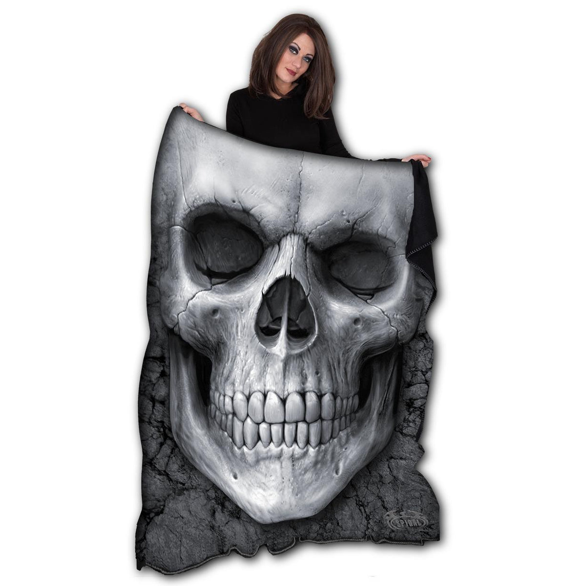 Solemn Skull Double Sided Fleece Blanket-Bedding-Scarlett Dawn