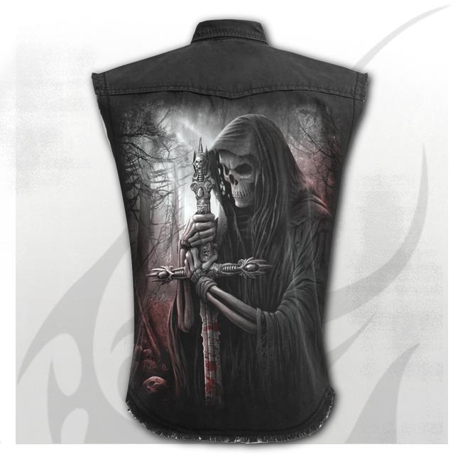 Soul Searcher Sleeveless Mens Button Up Work Shirt-Mens Casual Shirts-Scarlett Dawn