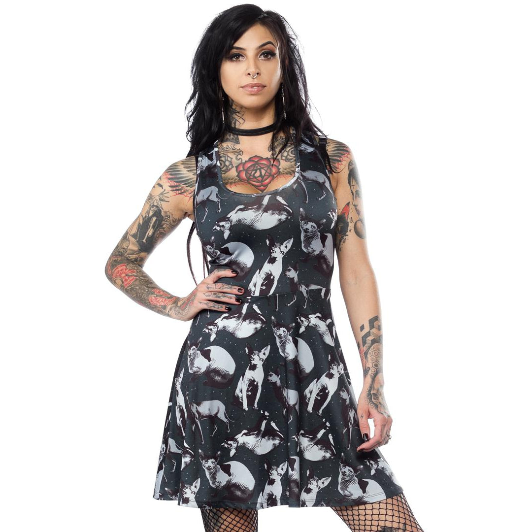 Sphynx Womens Skater Dress-Womens Dresses-Scarlett Dawn