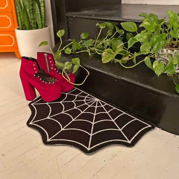 Sourpuss | Spiderweb Half Floor Rug - Scarlett Dawn