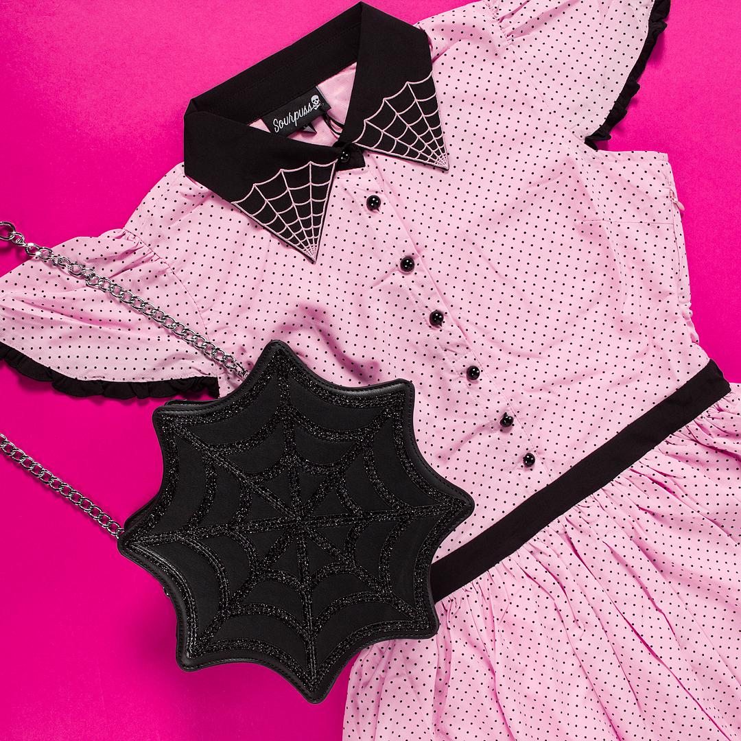 Spiderweb Sparkle Black Womens Purse-Womens Handbags, Purses &amp; Wallets-Scarlett Dawn