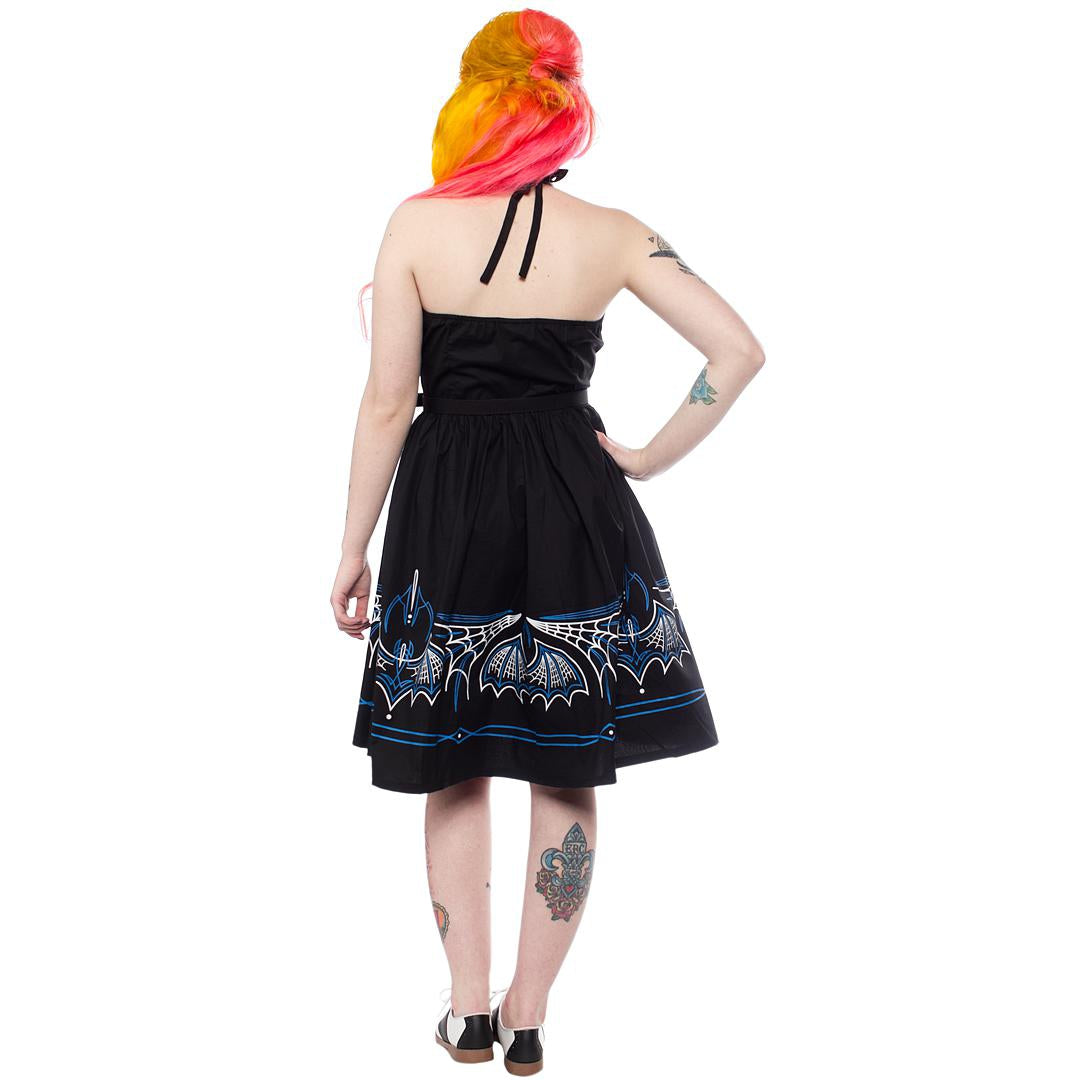 Spooksville Batty Pinstripe Womens Dress-Womens Dresses-Scarlett Dawn
