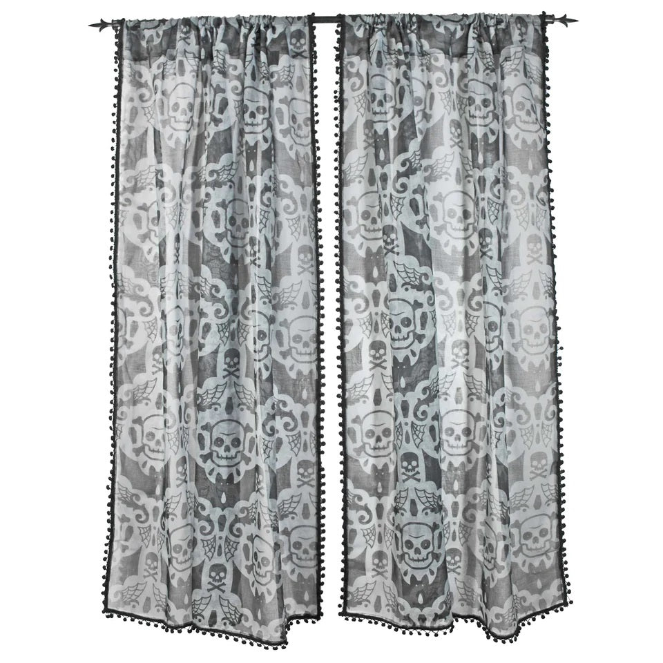 Spooky Damask Window Curtain-Window Curtains-Scarlett Dawn