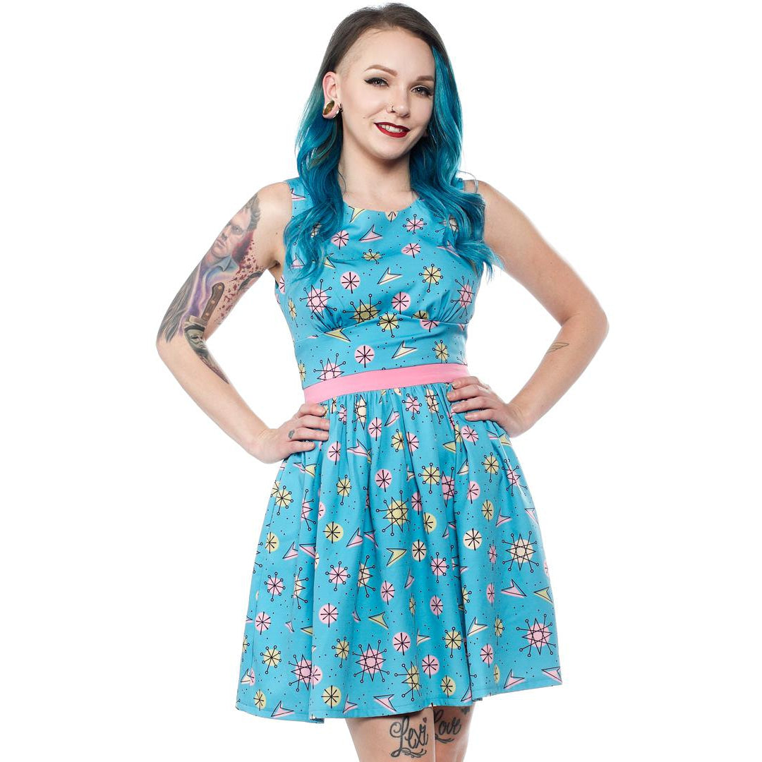 Sputnik Shift Womens Skater Dress-Womens Dresses-Scarlett Dawn
