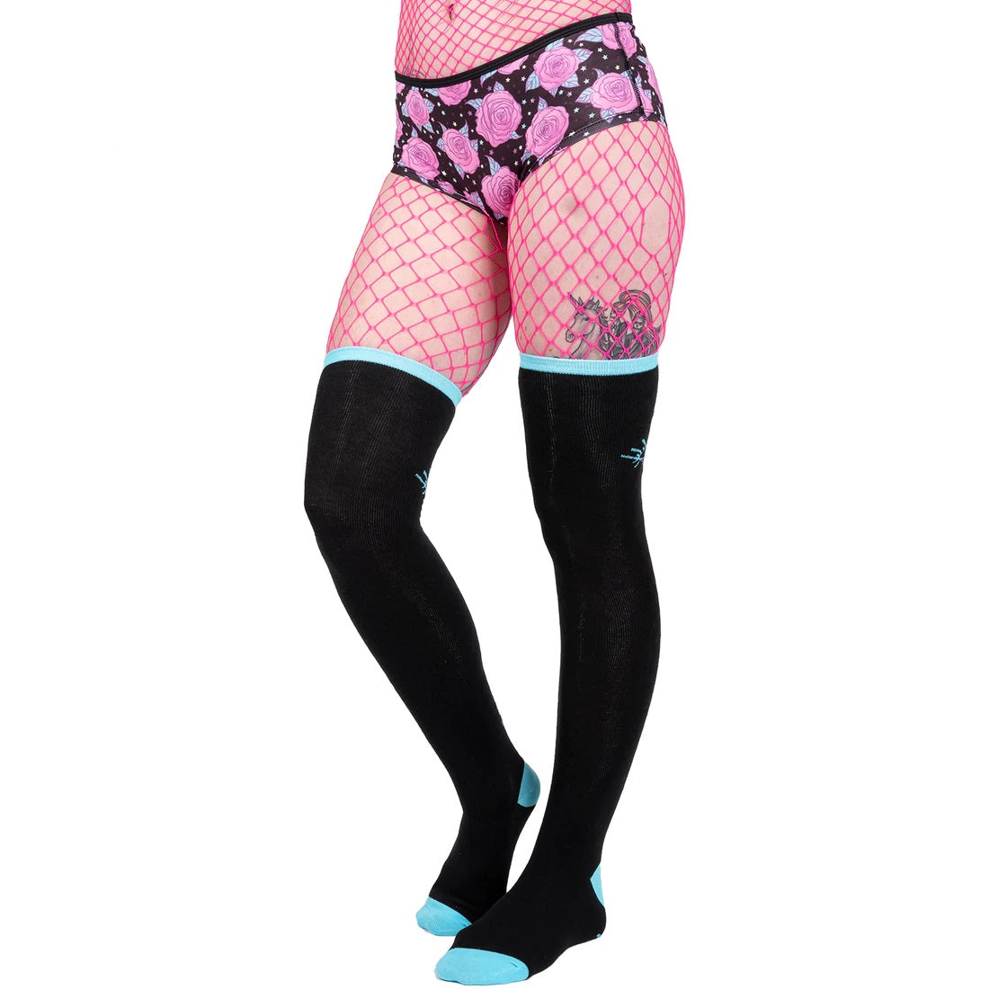 Stick N Poke Tattoo Thigh High Socks-Womens Socks-Scarlett Dawn