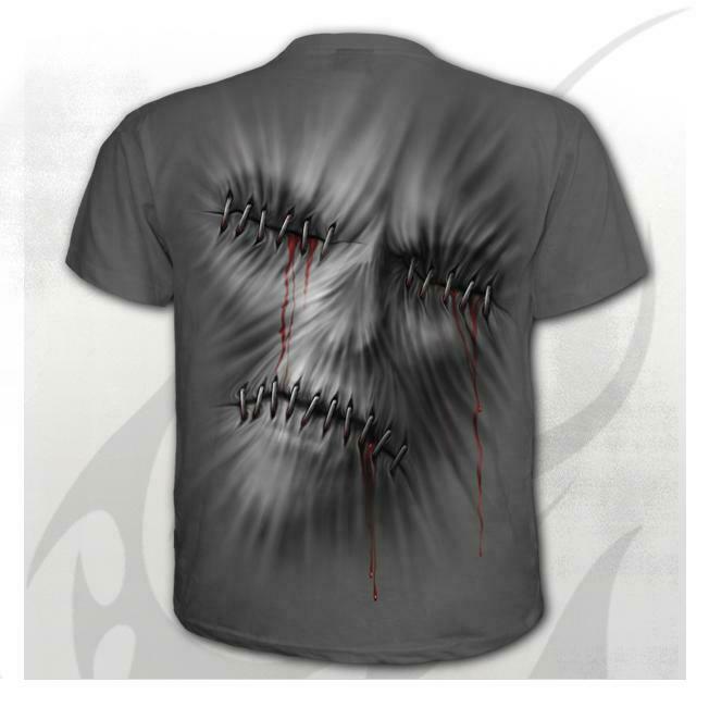Stitched Up Mens Charcoal T-Shirt-Mens T-Shirts &amp; Tanks-Scarlett Dawn