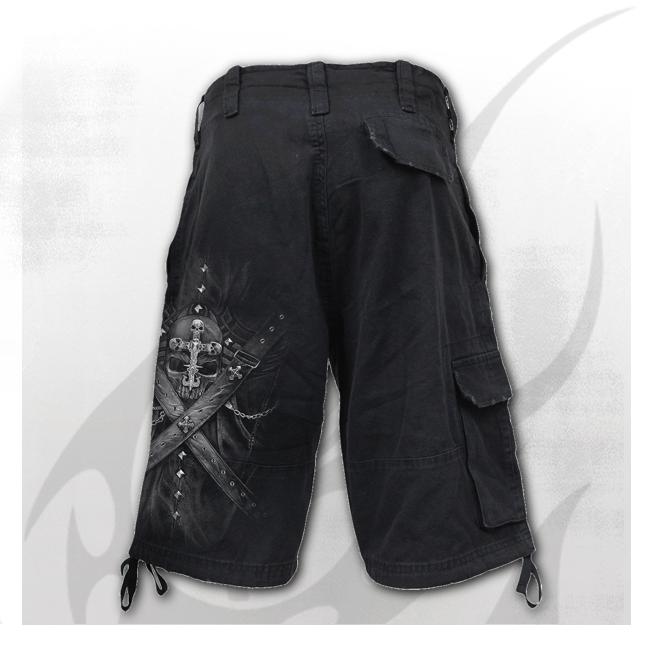 Strapped Mens Black Cargo Shorts-Mens Shorts & Pants-Scarlett Dawn