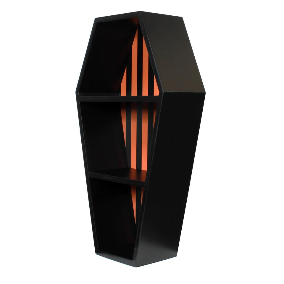 Striped Orange Halloween Coffin Shelf-Coffin Shelves-Scarlett Dawn