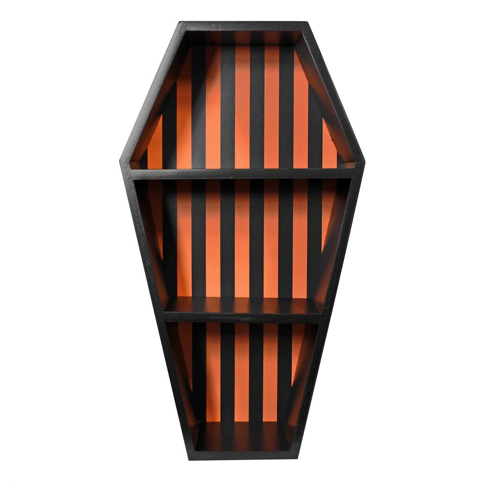 Striped Orange Halloween Coffin Shelf-Coffin Shelves-Scarlett Dawn