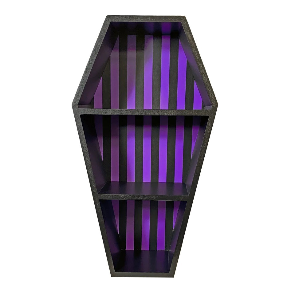 Striped Purple Coffin Shelf-Coffin Shelves-Scarlett Dawn