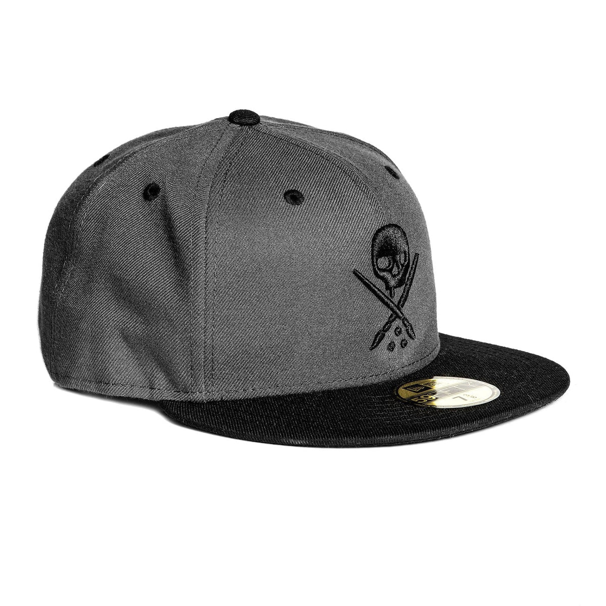 Sullen Badge Eternal Grey Stretched Fitted Cap-Mens Beanies, Hats &amp; Snapback Caps-Scarlett Dawn