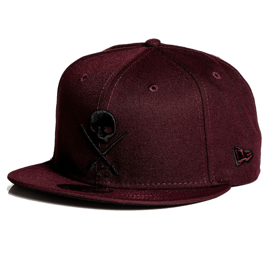 Sullen Badge Maroon Stretched Fitted Cap-Mens Beanies, Hats & Snapback Caps-Scarlett Dawn