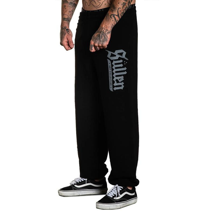 Sullen Lincoln Black Mens Sweat Pants-Mens Shorts & Pants-Scarlett Dawn