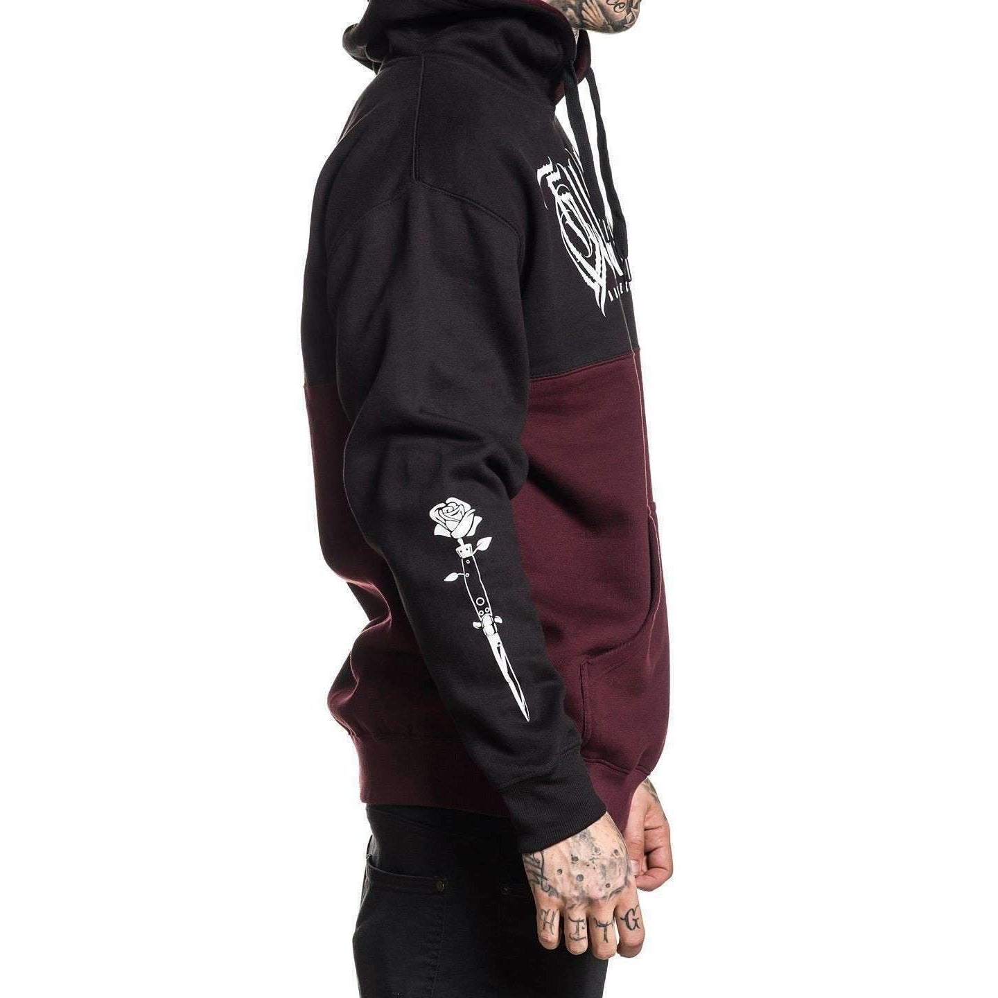 Switch Rose Mens Pullover Hoodie-Mens Jumpers, Hoodies & Long Sleeves-Scarlett Dawn
