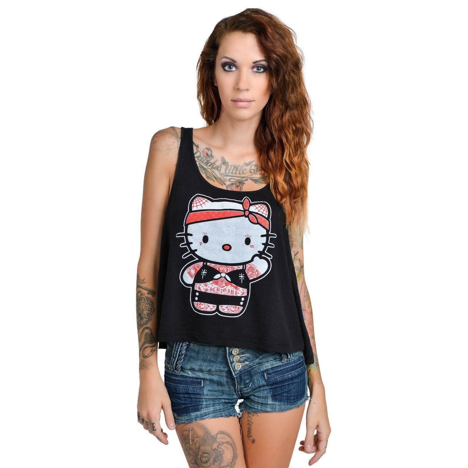 Tattooed Kitty Tank-Womens Tops-Scarlett Dawn