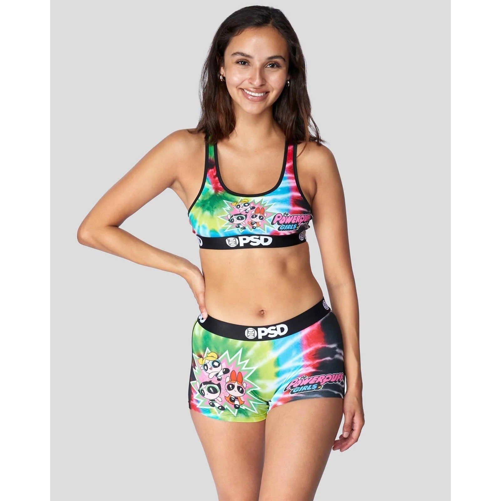 The Powerpuff Girls Tie Dye Boy Shorts-Womens Underwear-Scarlett Dawn