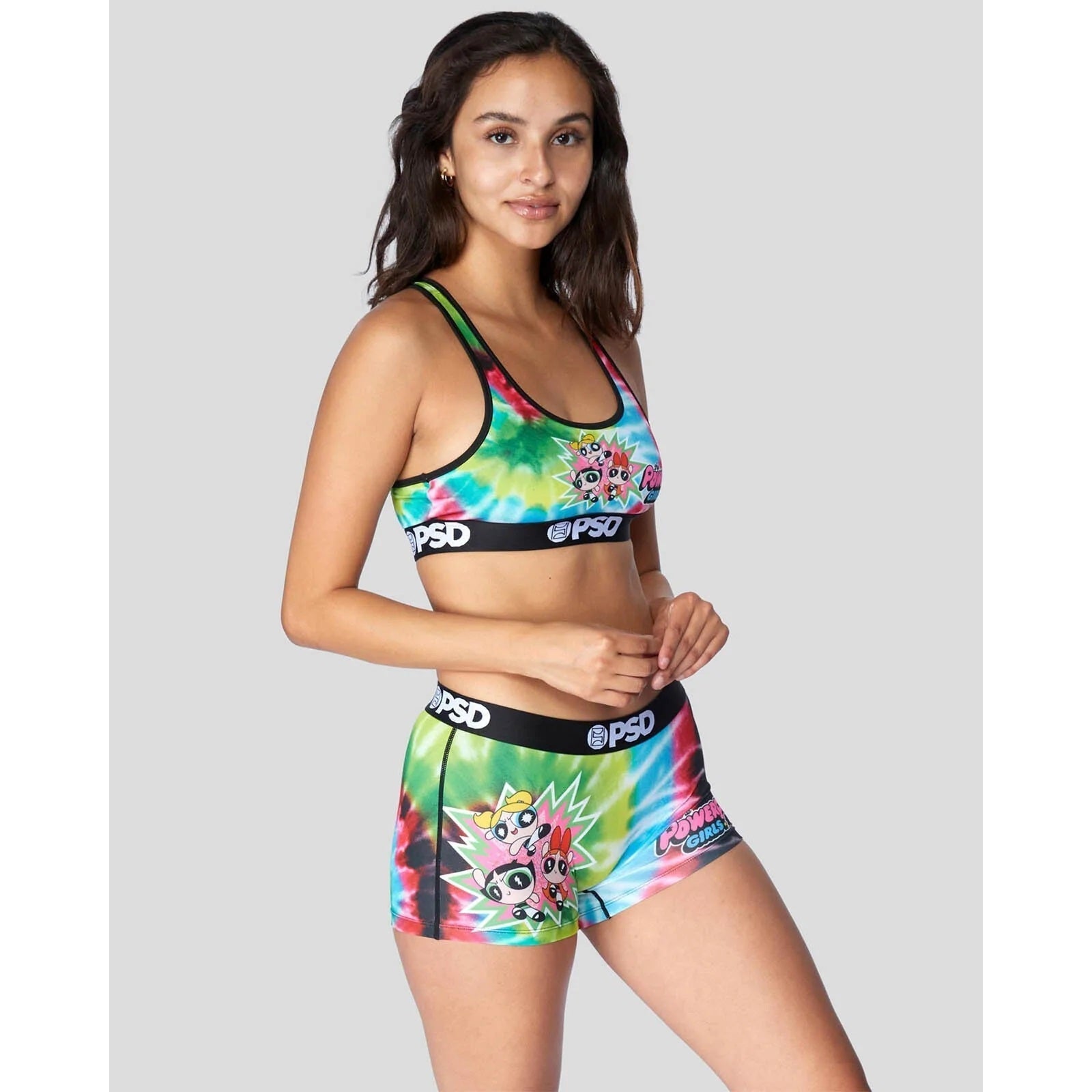 The Powerpuff Girls Tie Dye Sports Bra-Womens Underwear-Scarlett Dawn