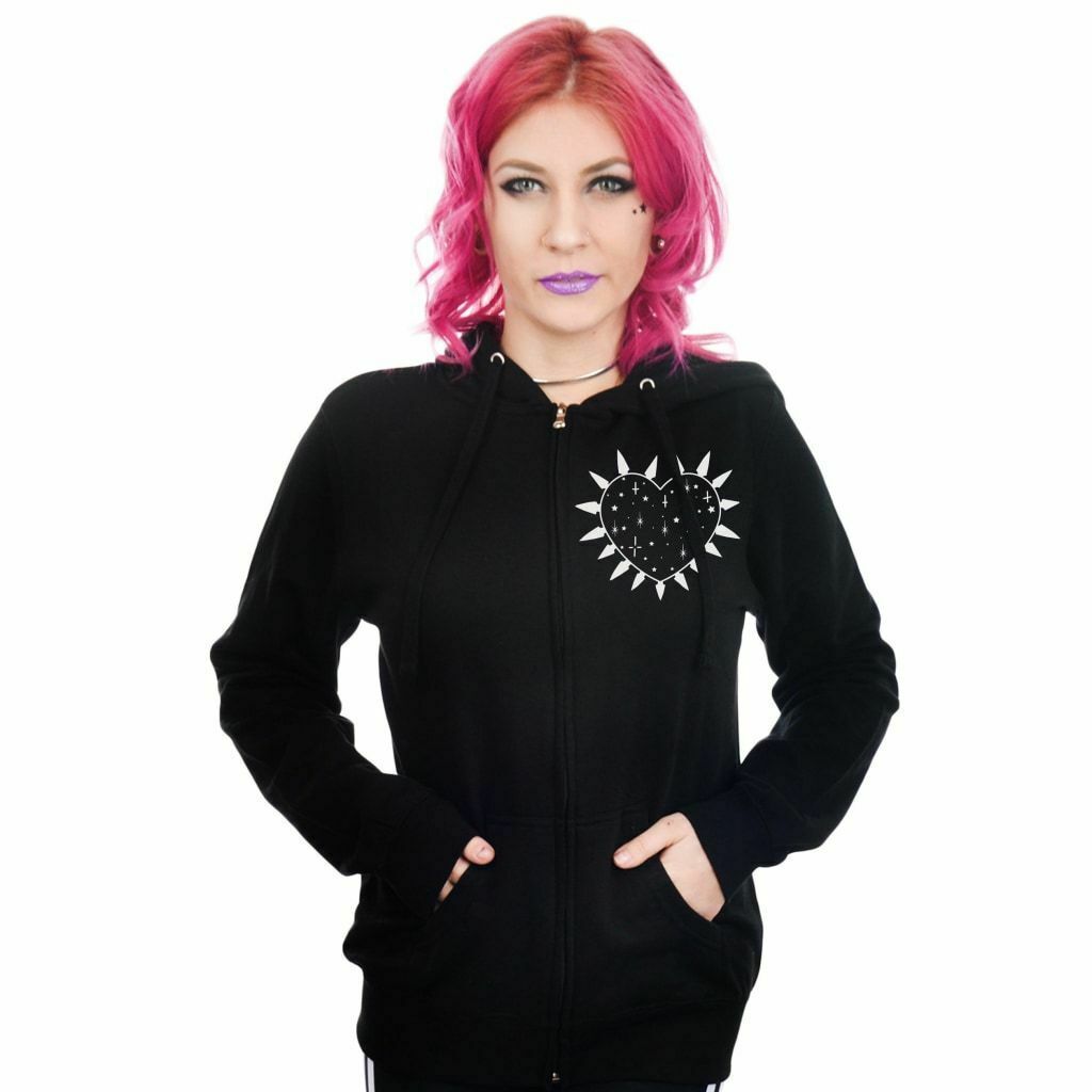 Touch Me & Die Brass Knuckles Zipped Hoodie-Womens Jumpers & Hoodies-Scarlett Dawn