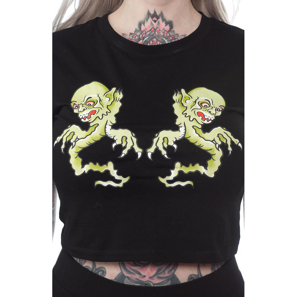 Twin Ghouls Womens Crop Top-Womens Tops-Scarlett Dawn