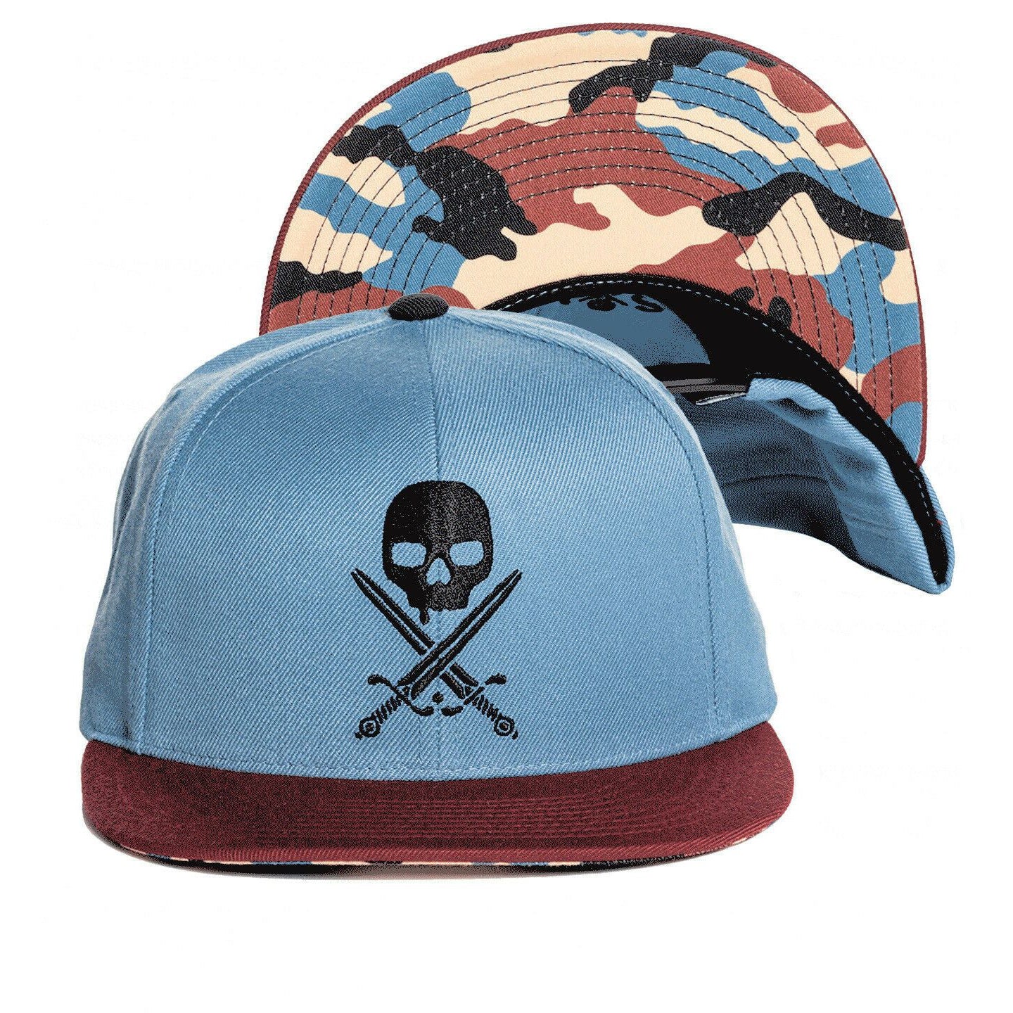Urban Assault Blue Camouflage Snapback-Mens Beanies, Hats & Snapback Caps-Scarlett Dawn