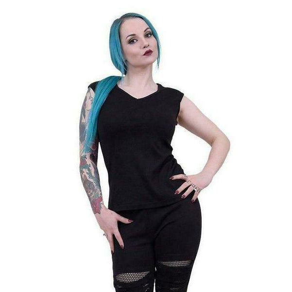 Urban Fashion Hex Neck Sleeveless Womens Top-Womens Tops-Scarlett Dawn