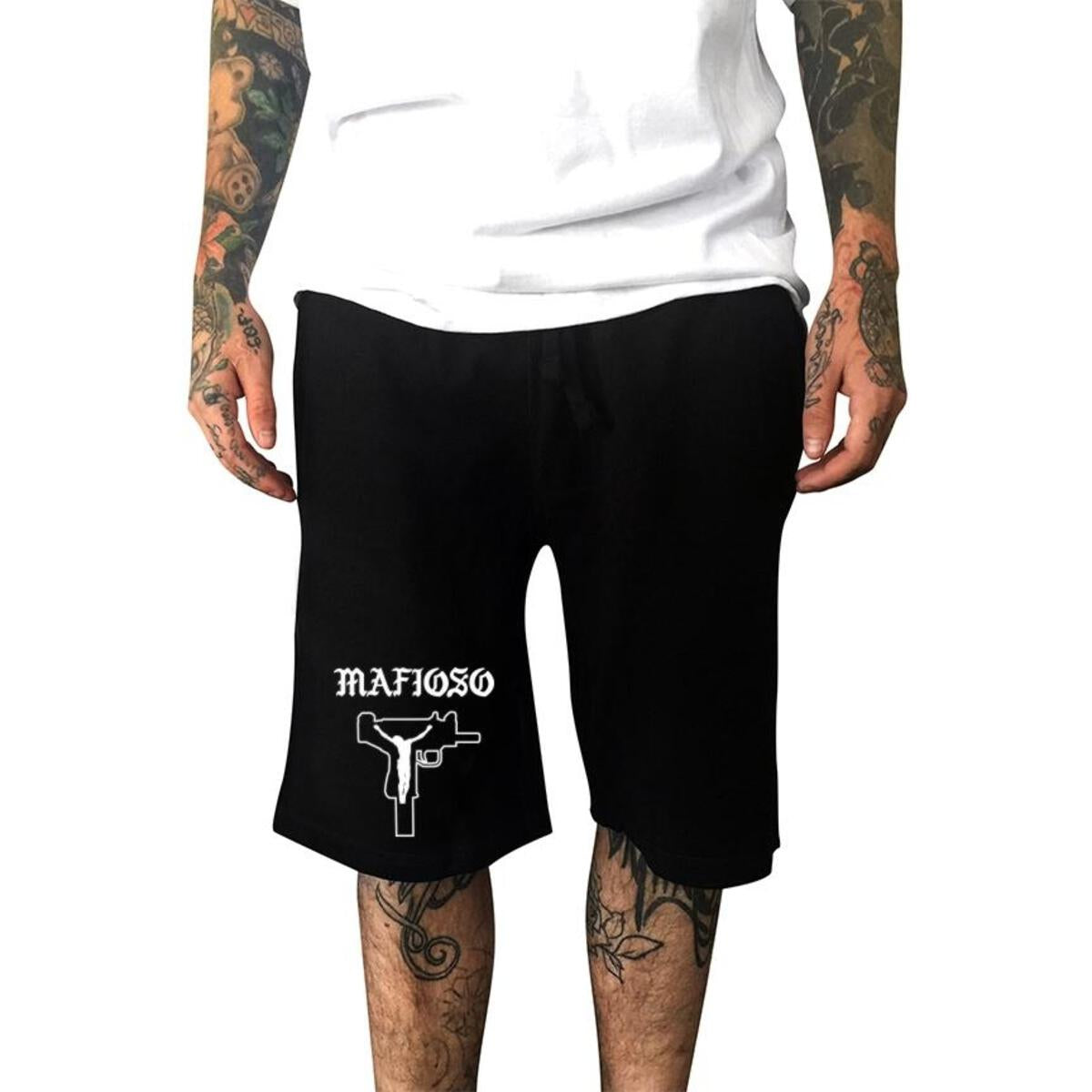 Uzi Prayers Cotton Shorts-Mens Shorts & Pants-Scarlett Dawn